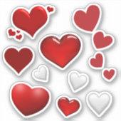 Cute Valentijnsdag Red White Hearts Sticker (Voorkant)