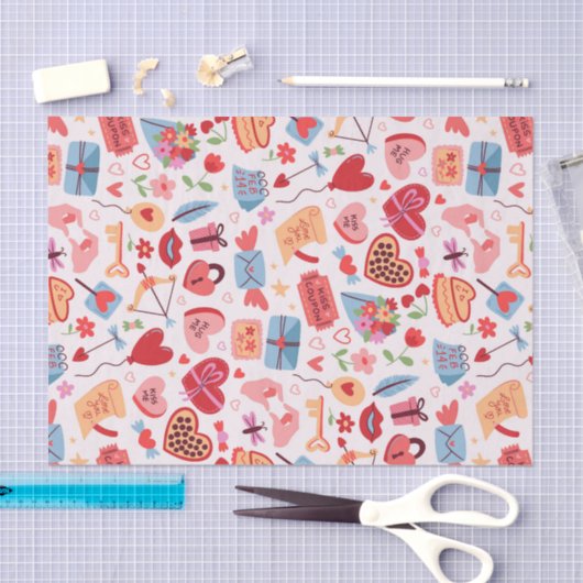 Cute Valentijnsdag Romantic Love Pattern Tissuepapier (Craft)