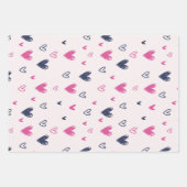 Cute Valentijnsdag Roze Blue Heart Pencil Doodle Inpakpapier Vel (Voorkant 3)