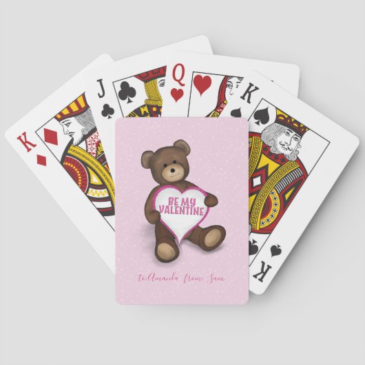 Cute Valentijnsdag Schattig Teddy Bear Pokerkaarten (Achterkant)