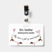 Cute Valentijnsdag School Teacher Badge (Voorkant met clip)
