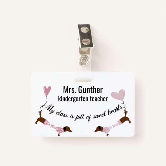 Cute Valentijnsdag School Teacher Badge (Voorkant met clip)