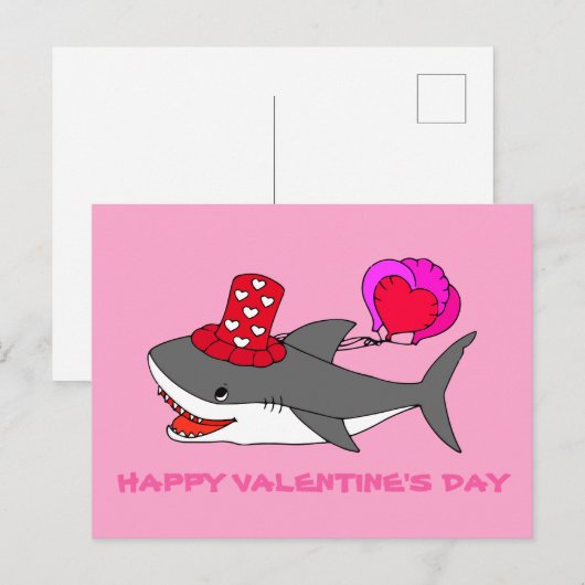 Cute Valentijnsdag Shark Briefkaart (Voorkant / Achterkant)