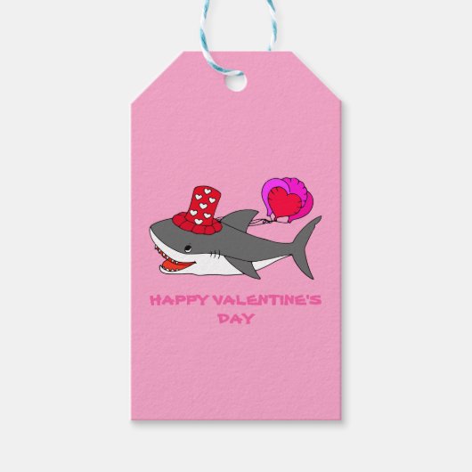 Cute Valentijnsdag Shark Cadeaulabel (Voorkant)
