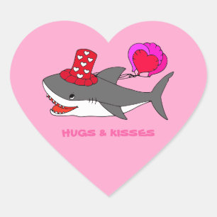 Cute Valentijnsdag Shark Hart Sticker