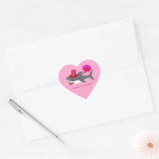 Cute Valentijnsdag Shark Hart Sticker (Envelop)