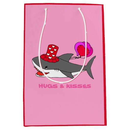 Cute Valentijnsdag Shark Medium Cadeauzakje (Voorkant)