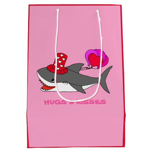 Cute Valentijnsdag Shark Medium Cadeauzakje (Achterkant)