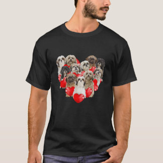 Cute Valentijnsdag Shih Tzu Dog Heart Puppy T-shirt