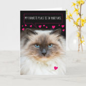 Cute Valentijnsdag Siamese Cat and Hearts Kaart (Gele Bloem)