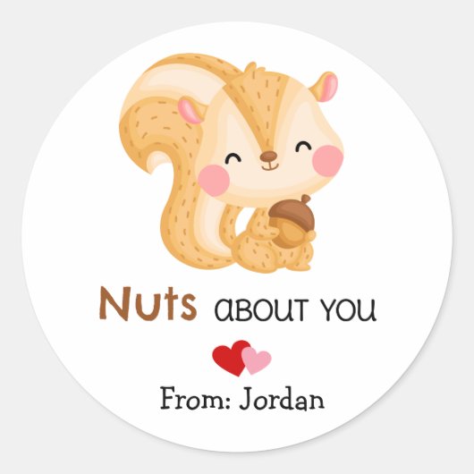 Cute Valentijnsdag Squirrel Nuts Over jou Ronde Sticker (Voorkant)