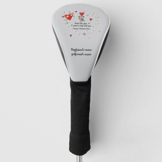 Cute Valentijnsdag stel harten op maat Golfheadcover (Voorkant)