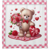 Cute Valentijnsdag Teddy Bear Douchegordijn (Voorkant)