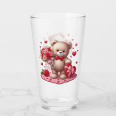 Cute Valentijnsdag Teddy Bear Glas (Achterkant)