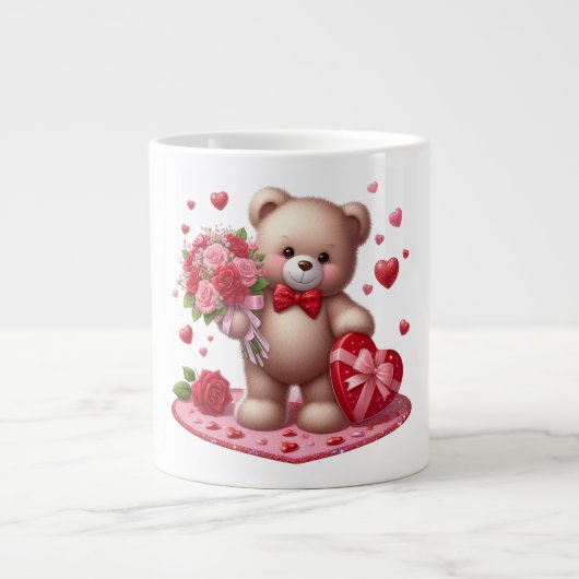 Cute Valentijnsdag Teddy Bear Grote Koffiekop (Voorkant)