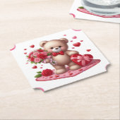 Cute Valentijnsdag Teddy Bear Kartonnen Onderzetters (Gekanteld)