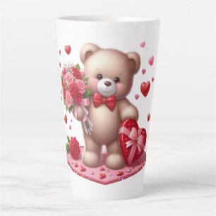 Cute Valentijnsdag Teddy Bear Latte Mok