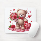 Cute Valentijnsdag Teddy Bear Muismat (Met muis)
