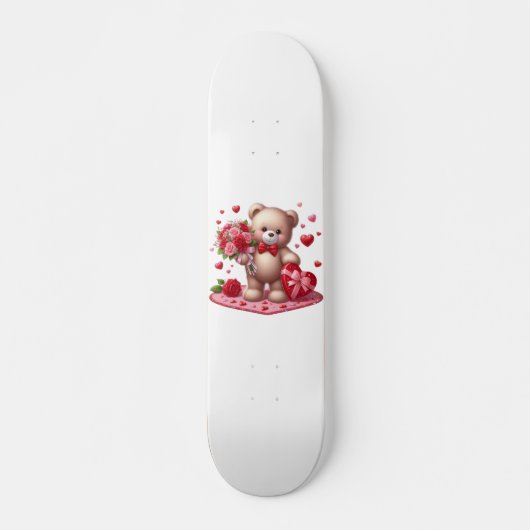 Cute Valentijnsdag Teddy Bear Persoonlijk Skateboard (Voorkant)