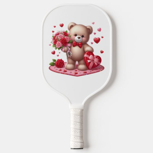 Cute Valentijnsdag Teddy Bear Pickleball Paddle (Voorkant)