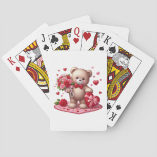 Cute Valentijnsdag Teddy Bear Pokerkaarten