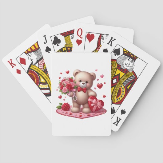 Cute Valentijnsdag Teddy Bear Pokerkaarten (Achterkant)