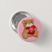 Cute Valentijnsdag Teddy Bear Ronde Button 3,2 Cm (Voorkant /achterkant)