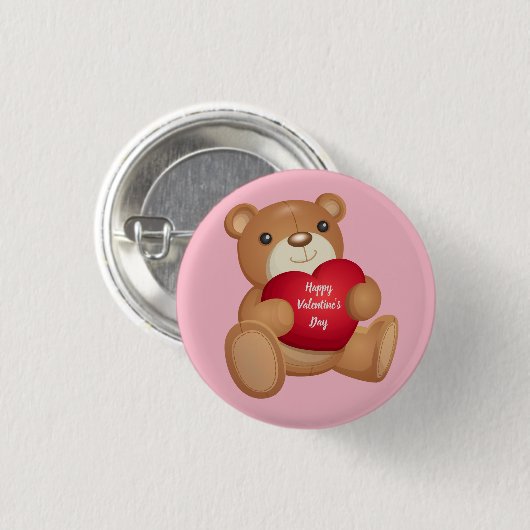 Cute Valentijnsdag Teddy Bear Ronde Button 3,2 Cm (Voorkant /achterkant)