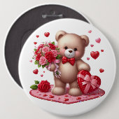 Cute Valentijnsdag Teddy Bear Ronde Button 6,0 Cm (Voorkant /achterkant)