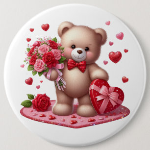 Cute Valentijnsdag Teddy Bear Ronde Button 6,0 Cm