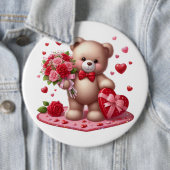 Cute Valentijnsdag Teddy Bear Ronde Button 6,0 Cm (In situ)