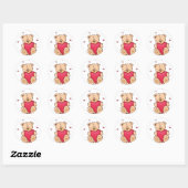 Cute Valentijnsdag Teddy Bear Ronde Sticker (Vel)