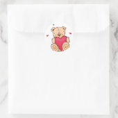 Cute Valentijnsdag Teddy Bear Ronde Sticker (Tas)