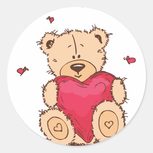 Cute Valentijnsdag Teddy Bear Ronde Sticker (Voorkant)