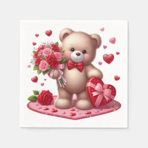 Cute Valentijnsdag Teddy Bear Servet
