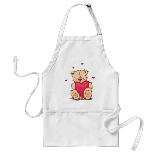 Cute Valentijnsdag Teddy Bear Standaard Schort (Voorkant)
