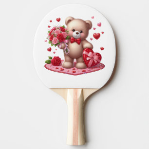 Cute Valentijnsdag Teddy Bear Tafeltennisbatje