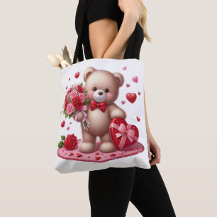 Cute Valentijnsdag Teddy Bear Tote Bag