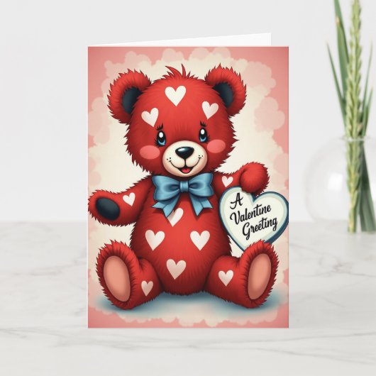 Cute Valentijnsdag Teddybeer Kaart (Voorkant)