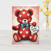 Cute Valentijnsdag Teddybeer Kaart (Gele Bloem)