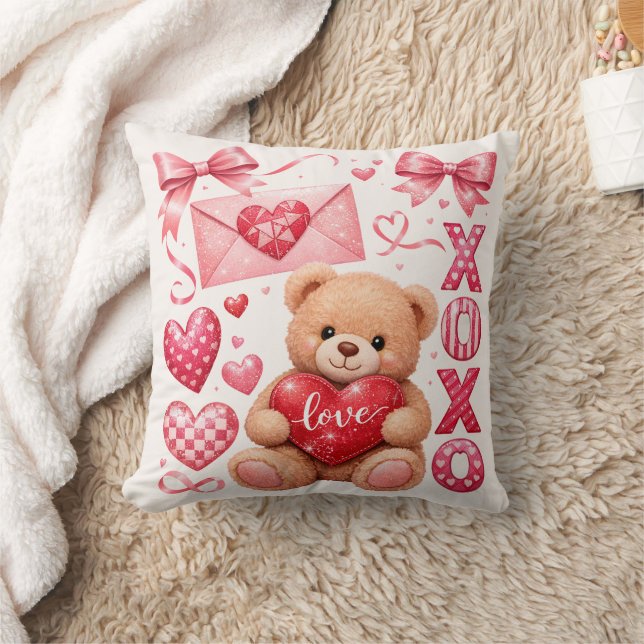 Cute Valentijnsdag Teddybeer Sierkussen (Deken)