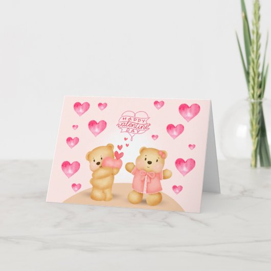 Cute Valentijnsdag Teddyberen met Hartjes Ansichte Kaart (Voorkant)