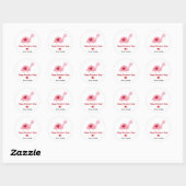 Cute Valentijnsdag Turtle and Hearts (roze rood) Ronde Sticker (Vel)