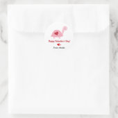 Cute Valentijnsdag Turtle and Hearts (roze rood) Ronde Sticker (Tas)