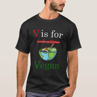 Cute Valentijnsdag V is voor Vegan, Funny Vegetab T-shirt