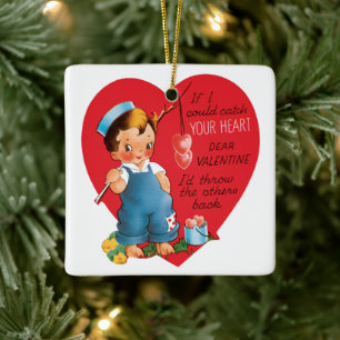 Cute Valentijnsdag,  Vist het hart Keramisch Ornament