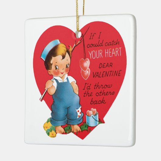 Cute Valentijnsdag, Vist het hart Keramisch Ornament (Links)