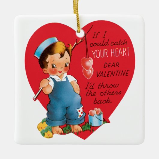 Cute Valentijnsdag,  Vist het hart Keramisch Ornament (Voorkant)