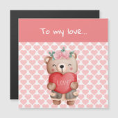 Cute Valentijnse teddybeer stuurt liefdeshart (Voorkant / Achterkant)