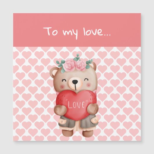 Cute Valentijnse teddybeer stuurt liefdeshart (Voorkant)